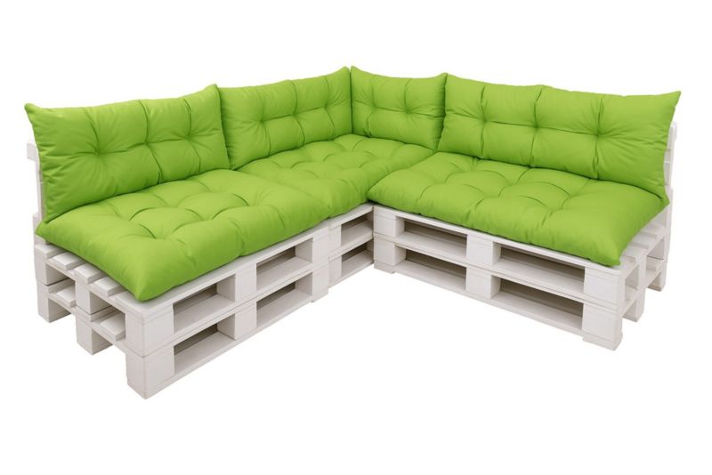 Komplet 7sztuk poduszek ogrodowych na palety Setagrden 3x120x60cm /3x120x40cm+60x40cm,limonka dwustronne poduszki ogrdowe, 1szt