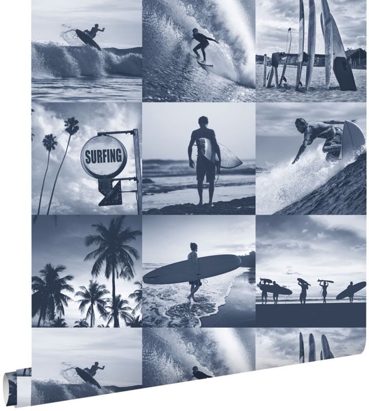 Tapeta ESTAhome zdjęcia surferów ciemnoniebieskim 53 cm x 10.05 m - 1 rol.
