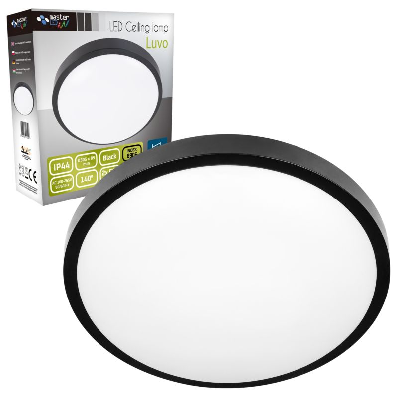 Plafon LED MasterLED Luvo 2x E27 IP44 sufitowy okrągły czarny 1 szt.