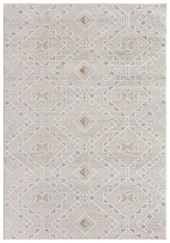 Dywan wewnętrzny Taranto SC85A prostokąt Mazovia 140x 200 cm beżowy,kremowy motyw etniczny,geometryczny krótki włos 1 szt.