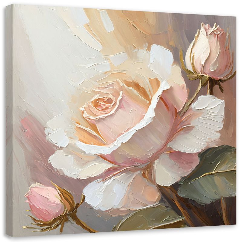 Obraz do salonu sypialni Feeby Pudrowa Róża Kwiat 50x50 cm 1szt