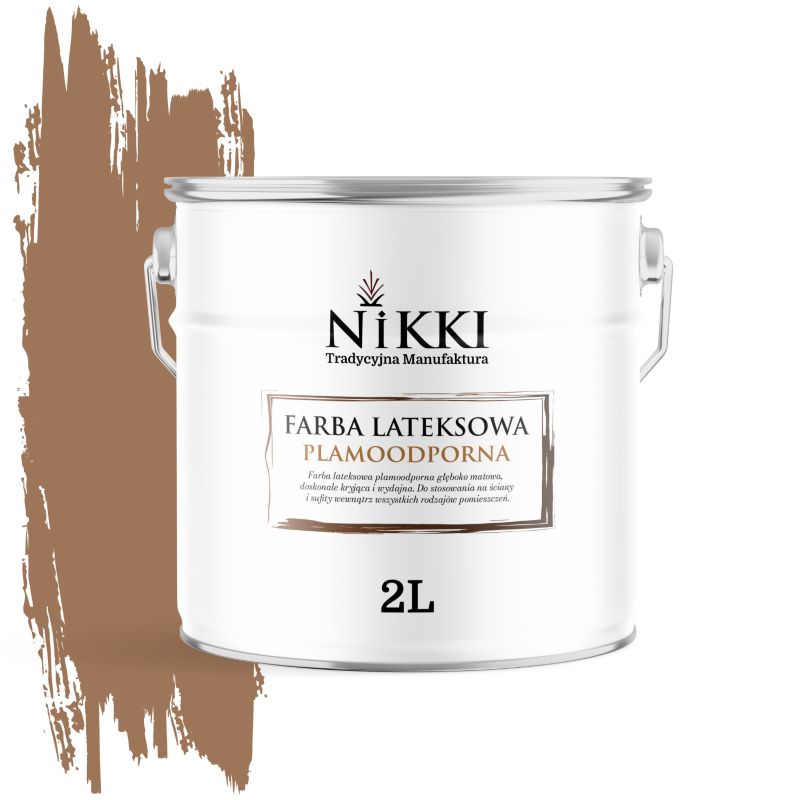 Farba Lateksowa Premium do Ścian i Sufitów Odporna na Plamy NIKKI Brązowy H5018 Głęboki Mat 2L