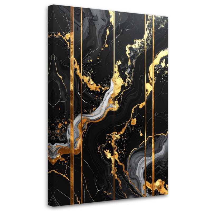 Obraz na płótnie Feeby Czarno złota, pionowy, ozdoba do salonu, wzór 62394, 80x120 cm, 1 szt.