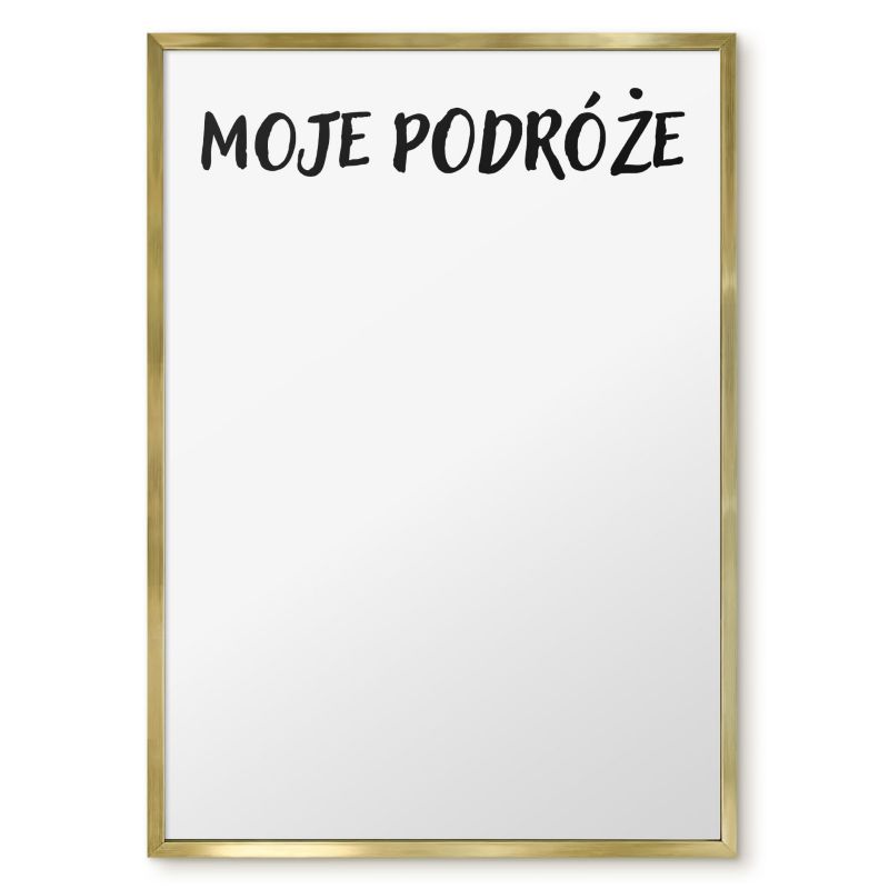 Tablica Na Magnesy Tulup 50x70 cm Moje podróże - Złota rama Do salonu, sypialni 1 szt.