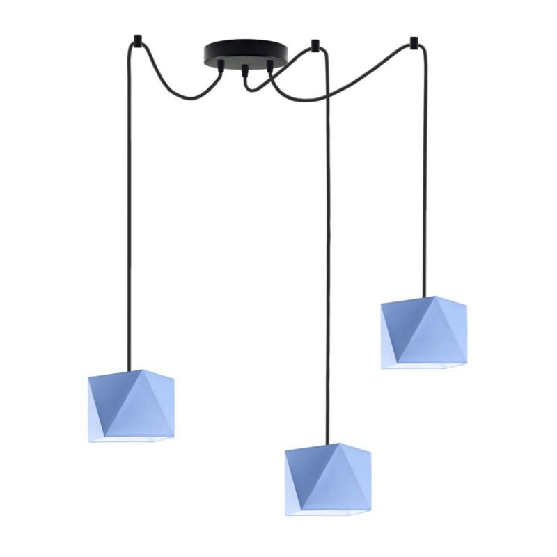 Lampa wisząca zwis Volta Light Factory żyrandol sufitowa pająk z abażurami diament Czarny/Niebieski POP Z3 1szt.