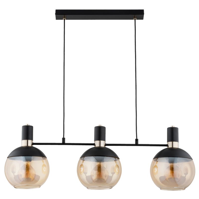 Lampa wisząca złote detale Alfa KATEL czarna 3xE27x15W IP20 wym:85x85x20cm - 1 szt.