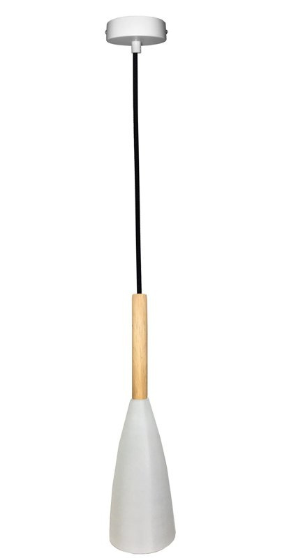 Biała lampa wisząca do salonu TROSA metal drewno regulowana wysokość