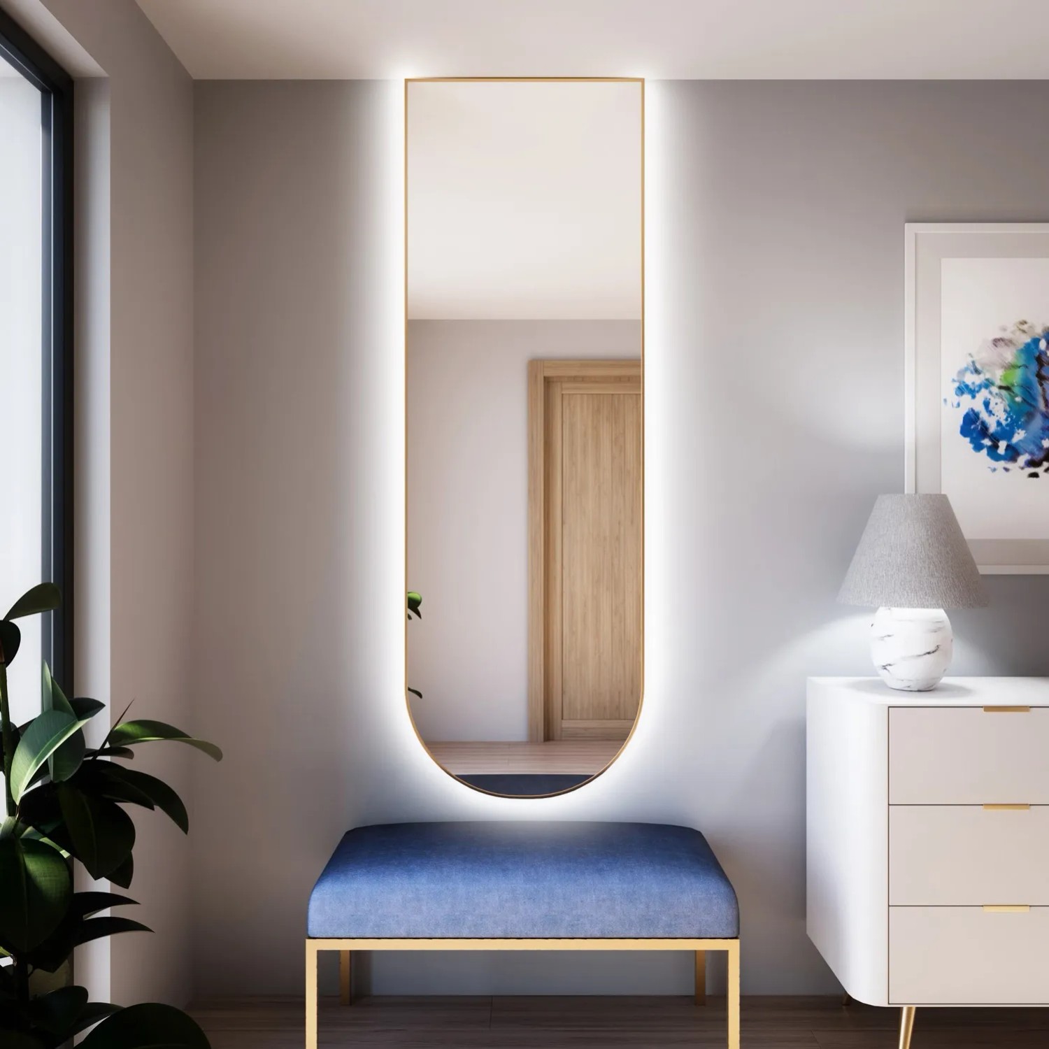 Lustro LED Pastille Cut Złote Ciepłe 100x60