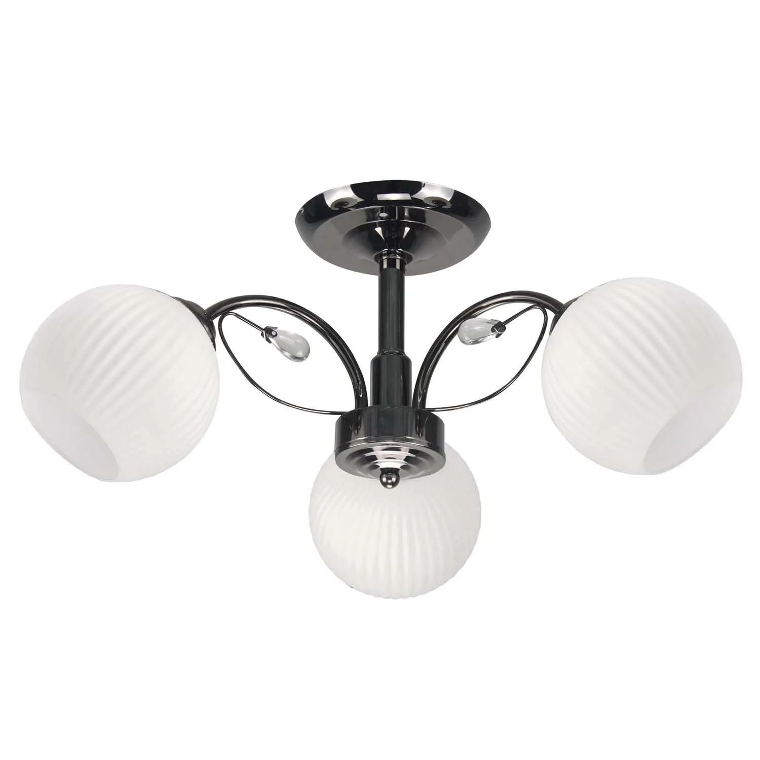 Candellux Lampa sufitowa NEROS czarna perłowa 3xE27 40W klosz biały