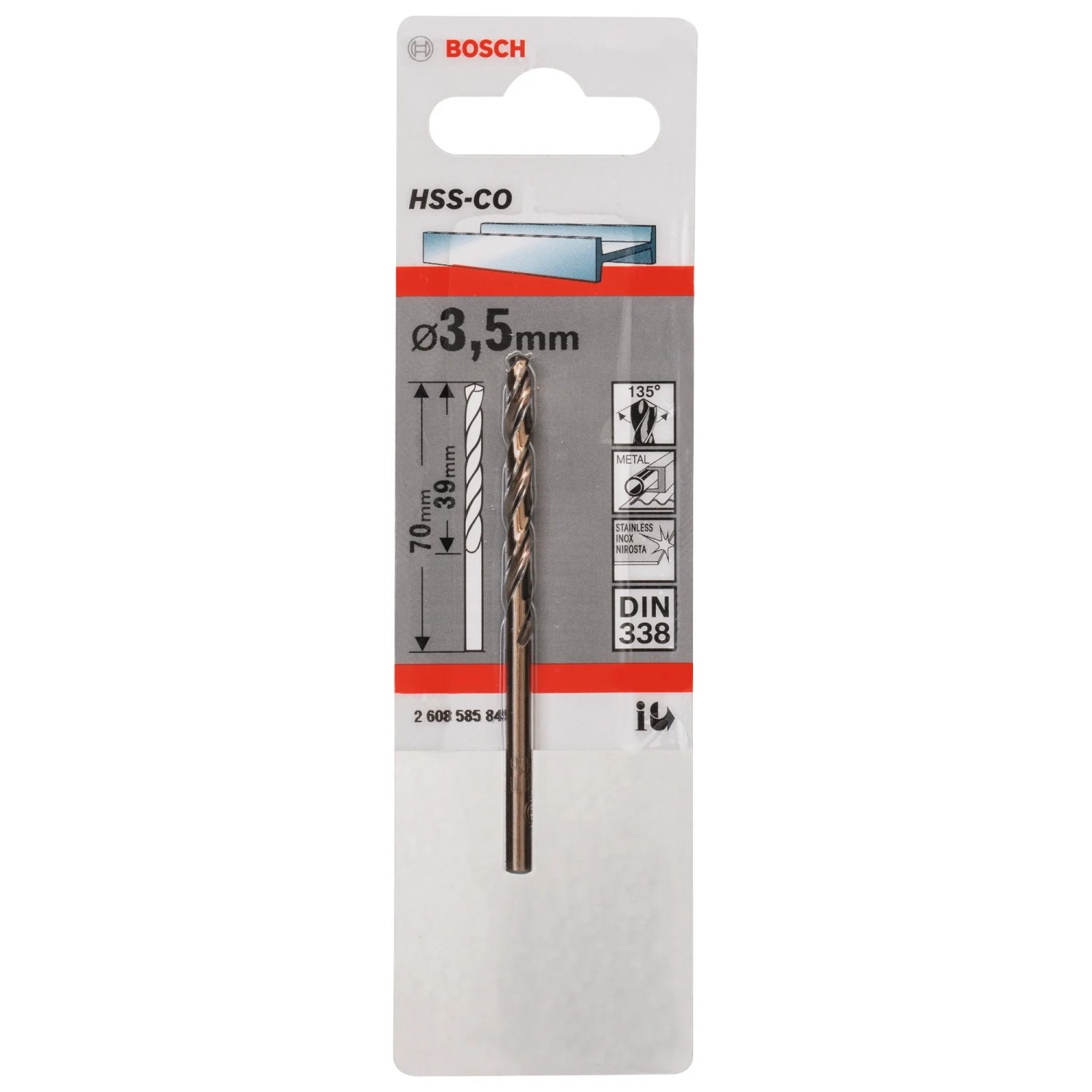 Bosch Professional Wiertło do metalu HSS-Co 3,5 x 70 mm
