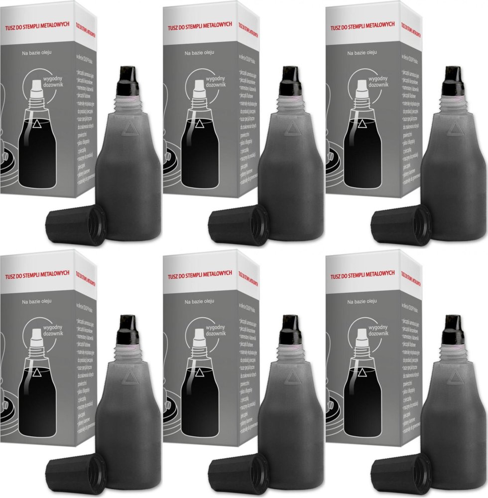 6x Tusz do stempli metalowych Colop, 25ml, czarny