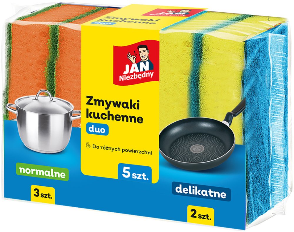 Zmywaki kuchenne Jan Niezbędny Duo, 5 sztuk, mix kolorów