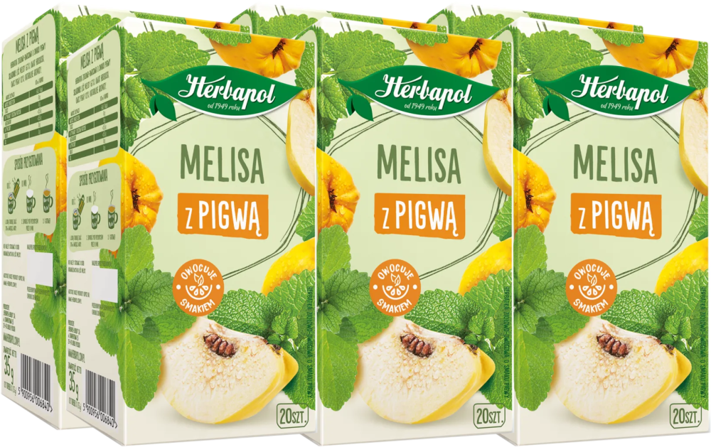6x Herbata ziołowa w torebkach Herbapol Zielnik Polski, melisa z pigwą, 20sztuk x1.75 g