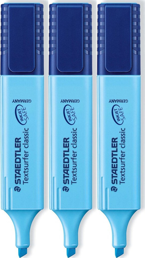 3x Zakreślacz Staedler, ścięta, 5mm, niebieski