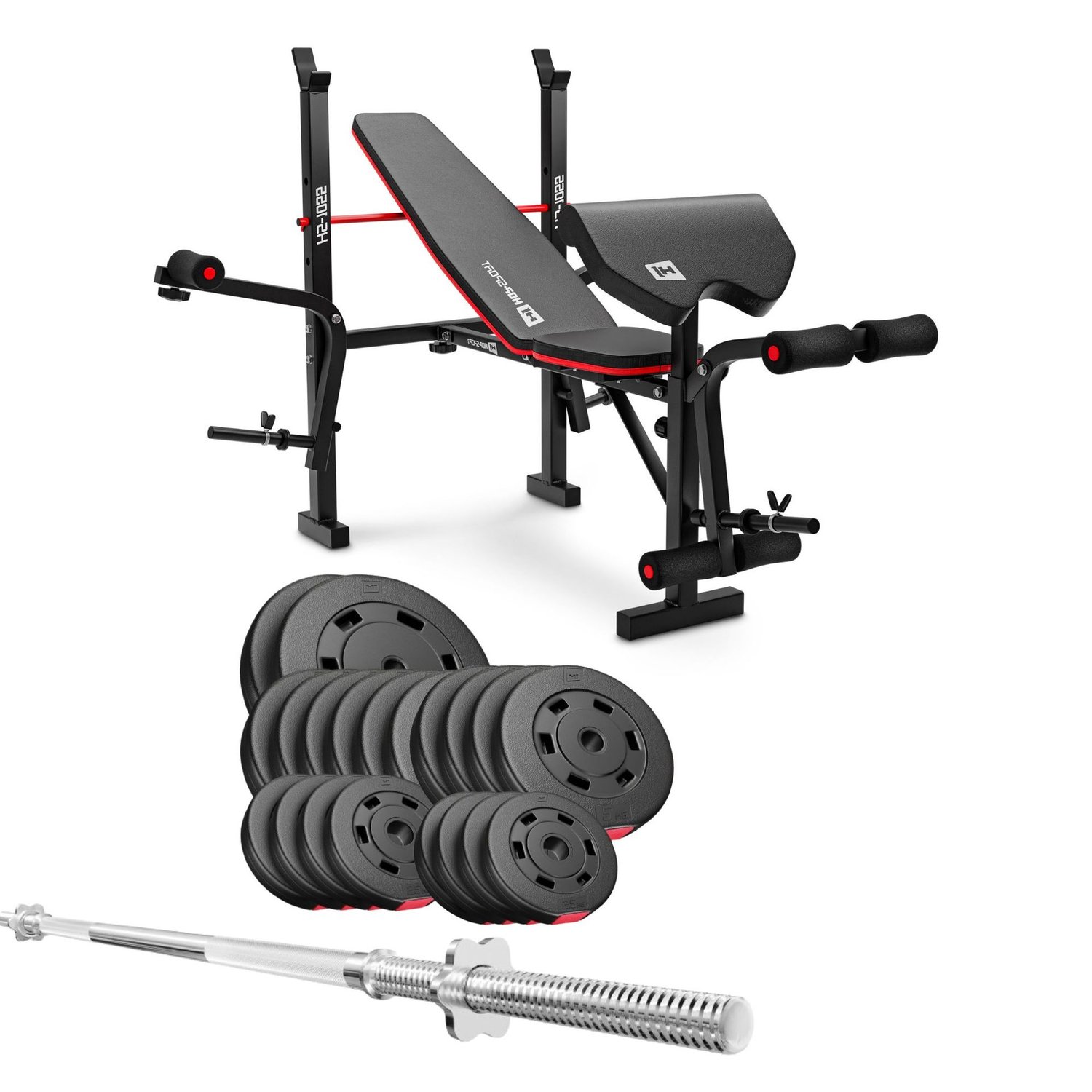 Kunststoff Hantelset 99 kg mit Hantelbank HS-1055