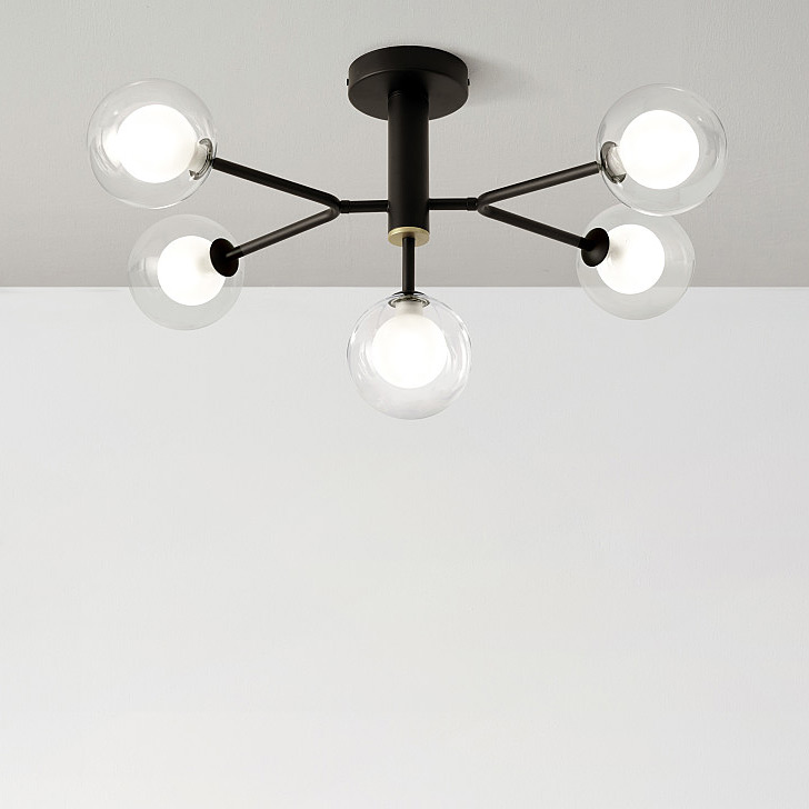 Miloox Cosmo lampa podsufitowa 5x40W czarna/przezroczysta 1744.166