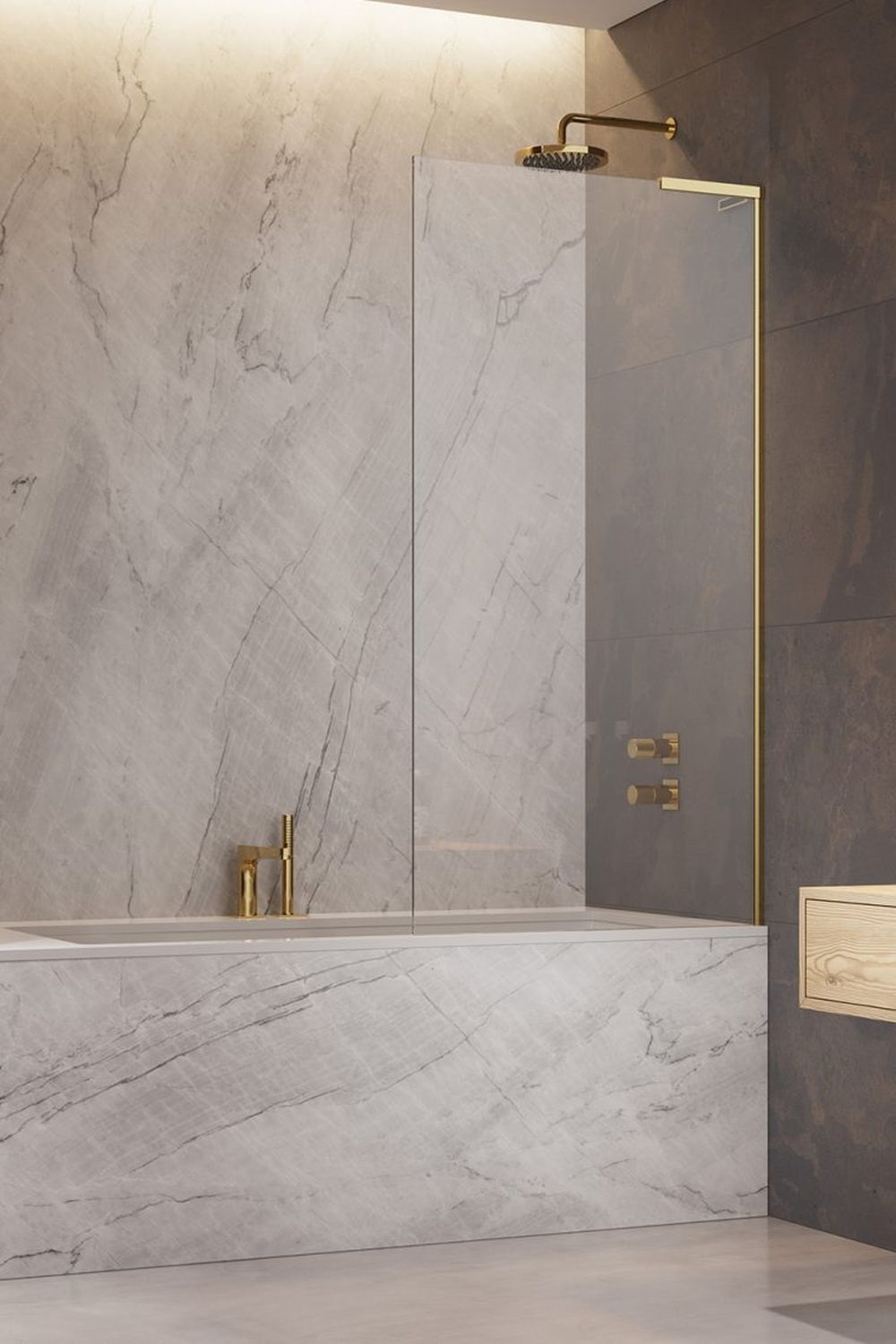 Radaway Modo SL Gold PNJ II parawan nawannowy 80 cm prawy złoty połysk/szkło przezroczyste 10316080-09-01R