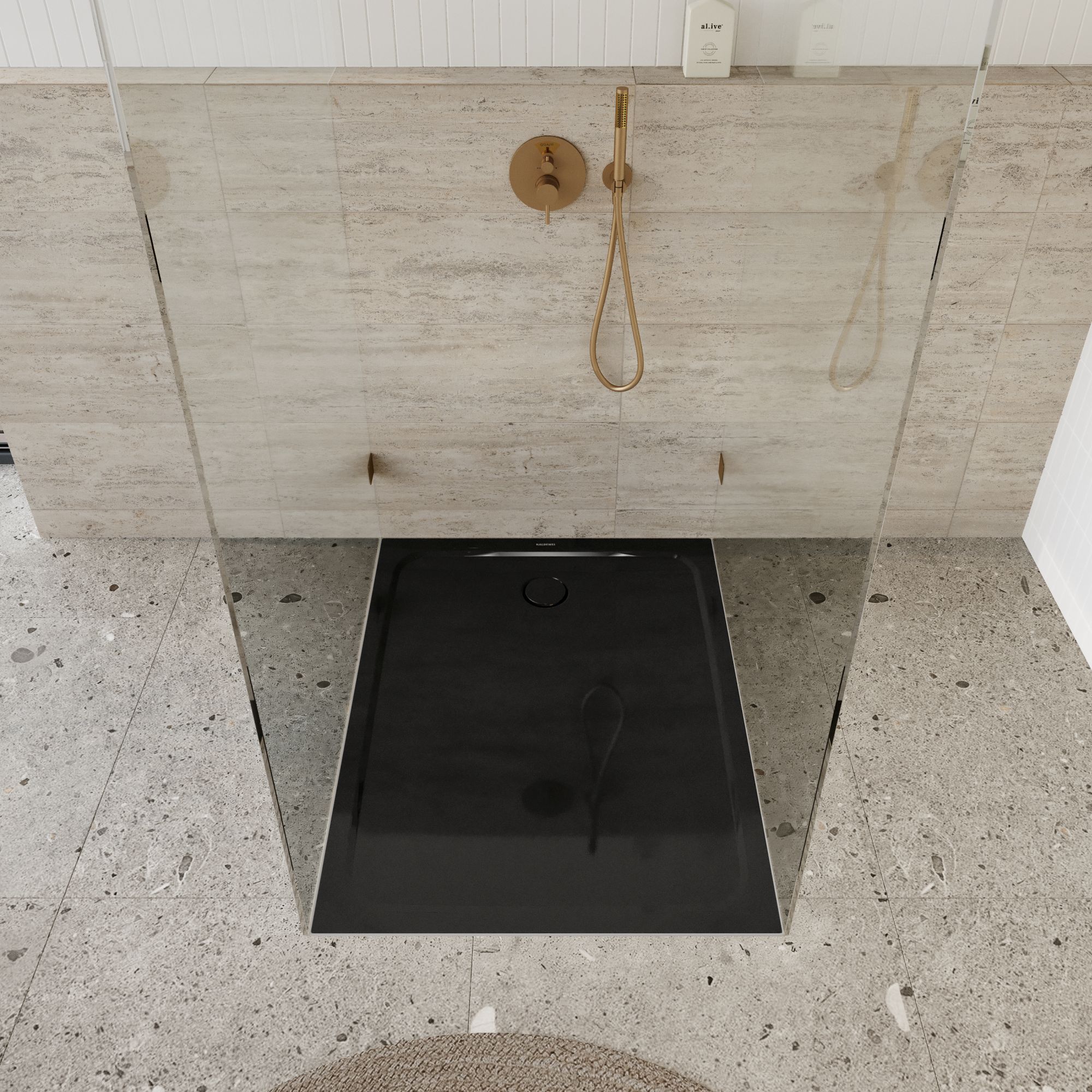 Kaldewei Cayonoplan brodzik 100x75 cm prostokątny model 2255-5 z obniżonym nośnikiem styropianowym czarny 361547980701
