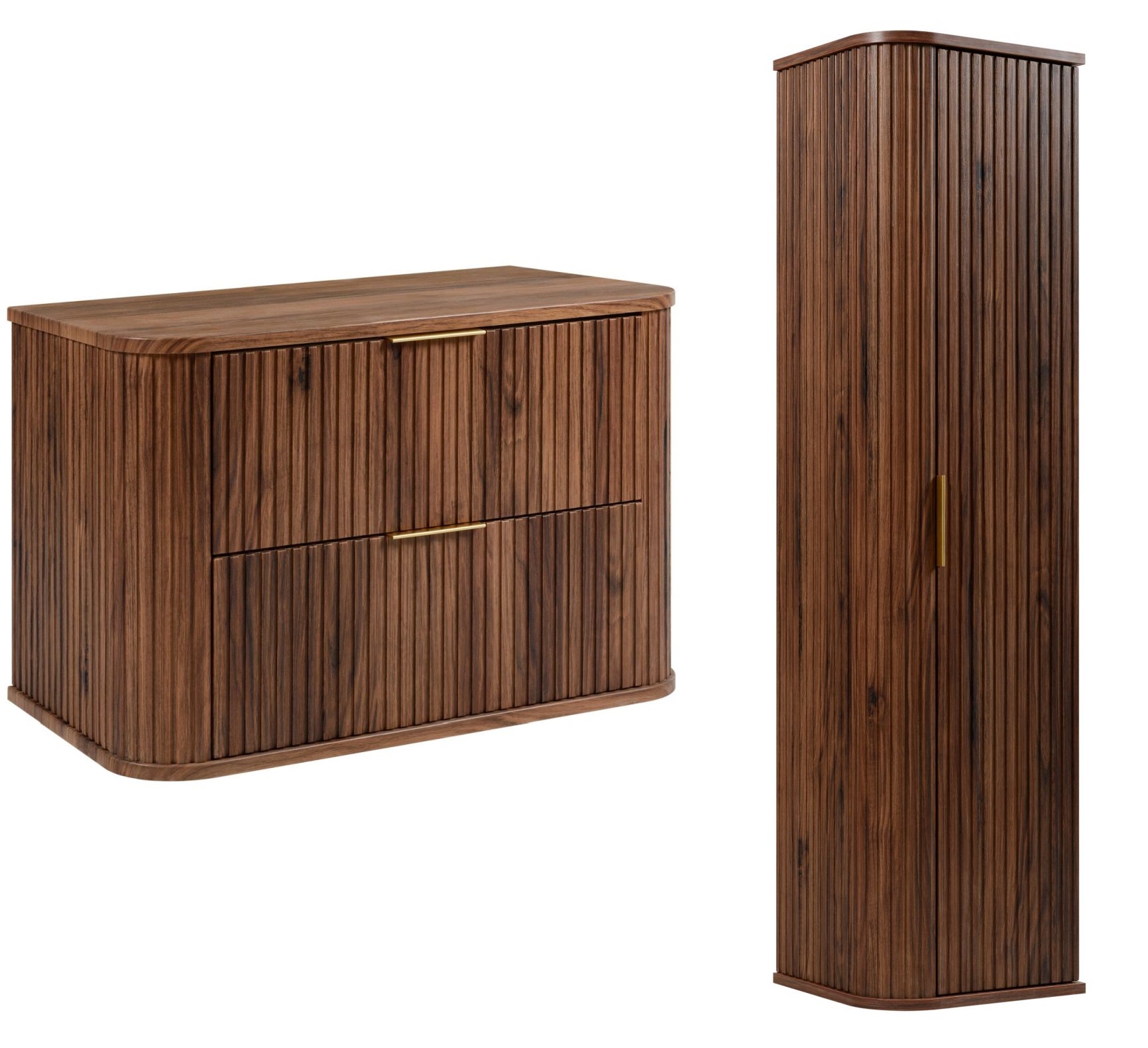 Zestaw Rodan Elegance szafka z blatem 80 cm podumywalkowa wisząca z szafką 139 cm boczną dąb orzech (5906154457897, 5906154457927) - Wysyłka w 24h