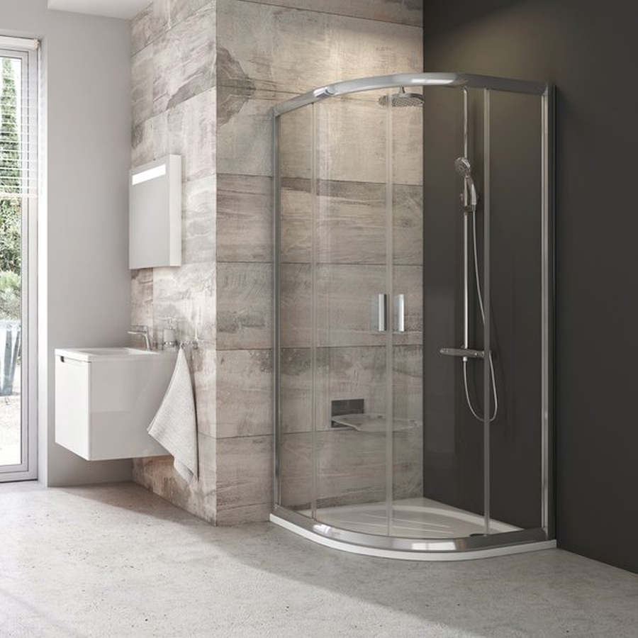 Ravak Blix BLCP4-80 kabina prysznicowa 80x80 cm półokrągła polerowane aluminium/grape 3B240C00ZG