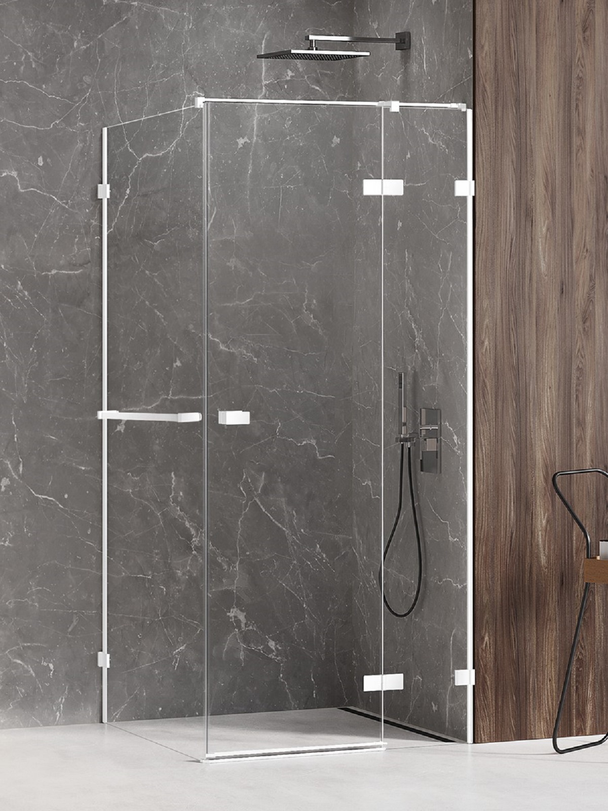 New Trendy Avexa White kabina prysznicowa 110x110 cm kwadratowa prawa biały mat/szkło przezroczyste EXK-2813