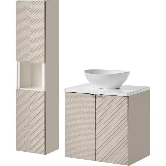 COMAD Zestaw mebli VIVA CASHMERE szafka z blatem WHITE 60 cm, umywalk