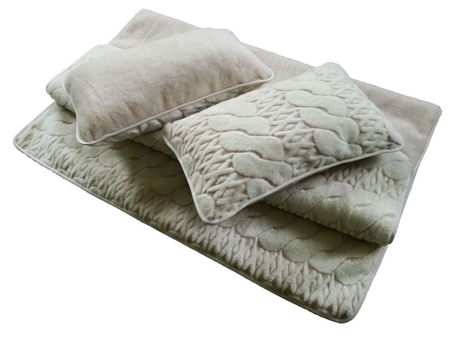 Pościel wełniana camel jasny/kaszmir calabria (kołdra 200x220, 2x poduszka 45x75) (+-5cm)