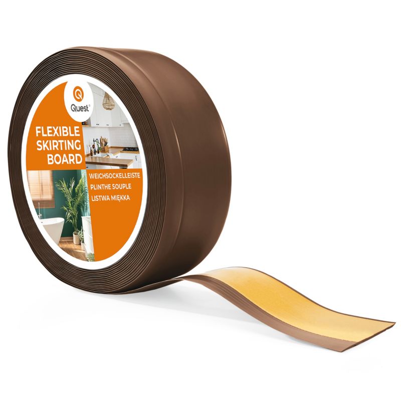 Listwa przypodłogowa PCV 70x20 mm QUEST, samoprzylepna elastyczna, miękka listwa cokołowa - 10 m, brąz, 1 szt.