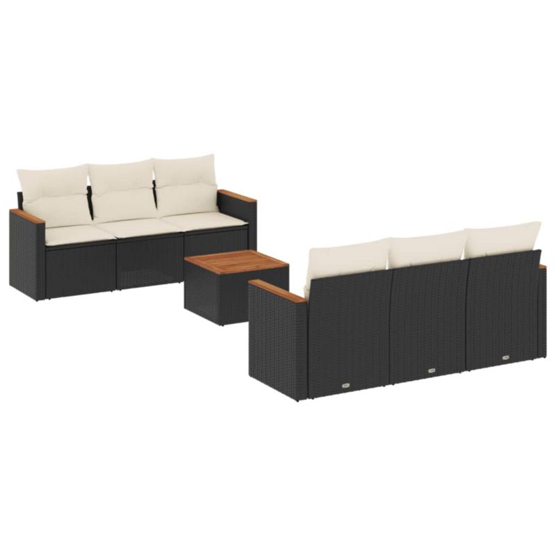 Zestaw mebli ogrodowych wypoczynkowy WaszeMeble polirattan czarny z poduszkami WM-3258192 1 kpl