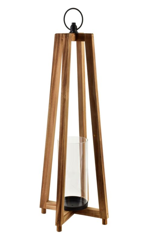 Lampion drewniany MONDEX LEVI 16,5x16,5x63 cm naturalny 1 szt.