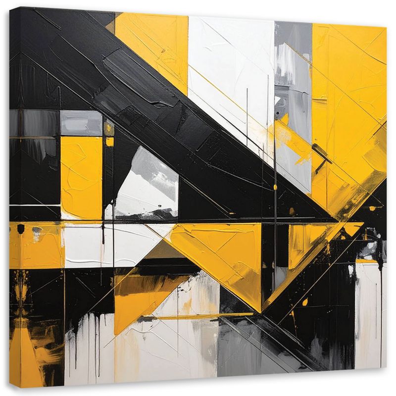 Obraz do salonu sypialni biura loftu Feeby Geometryczne formy abstrakcja żółty czarny 50x50cm 1szt