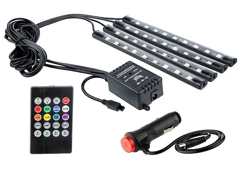 Listwy 9 LED 12V do oświetlenia wnętrza samochodu, Carmotion, 4 szt.
