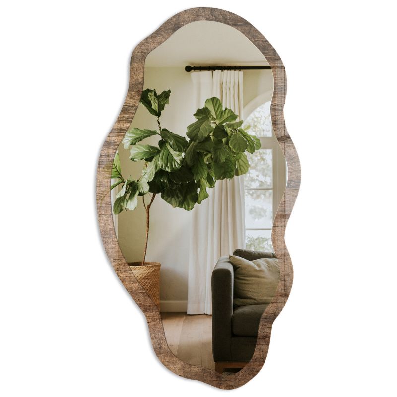 Lustro Nieregularne Loft Tulup 52x97 cm Drewniana tekstura 1 - w Ramie Szkło Hartowane Lustro z Nadrukiem 1 szt.