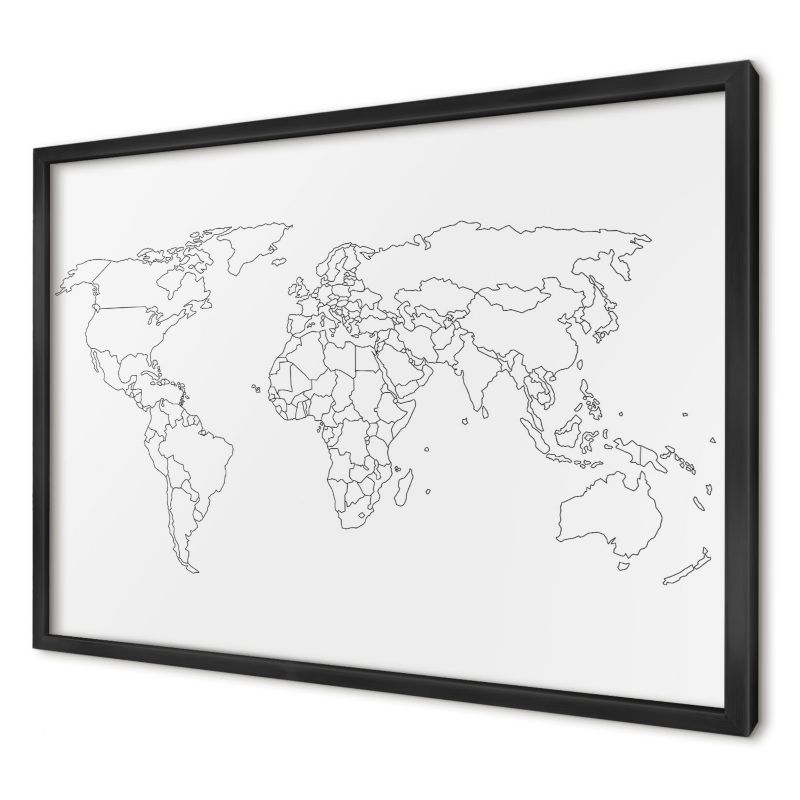 Tablica magnetyczna dekoracyjna Wallfluent 60x40 Mapa konturowa w czarnej ramie 1szt