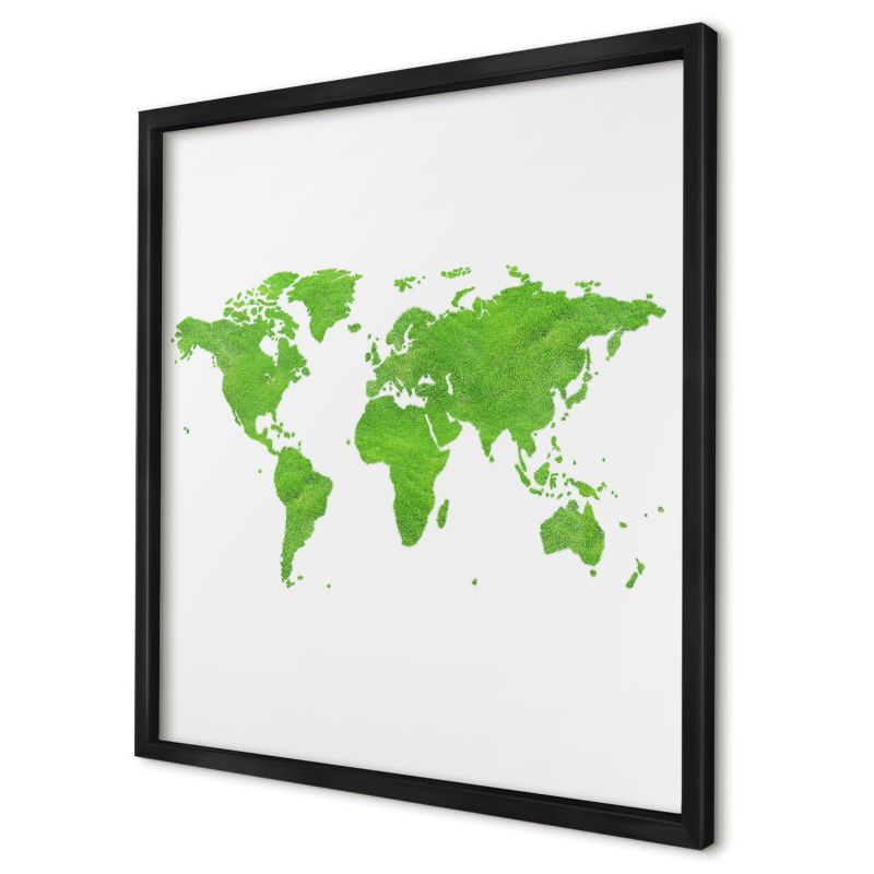 Tablica magnetyczna ozdobna Wallfluent 50x50 Zielona mapa w czarnej ramie 1szt