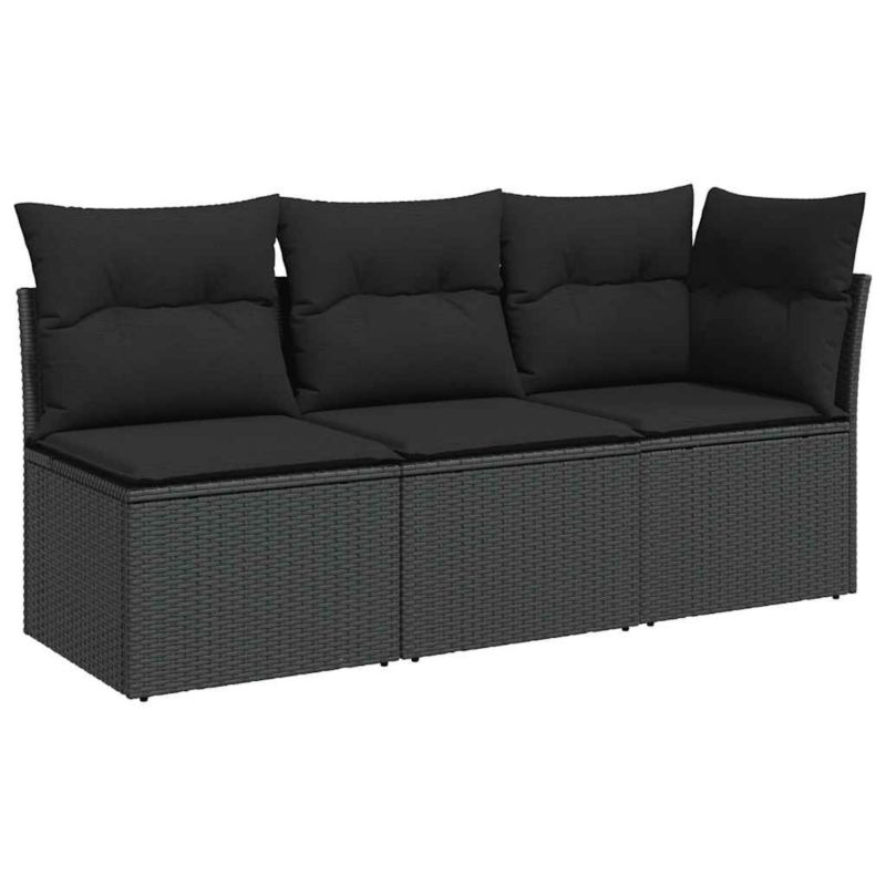Sofa ogrodowa WaszeMeble z technorattanu czarna z poduszkami WM-365987 1 szt.
