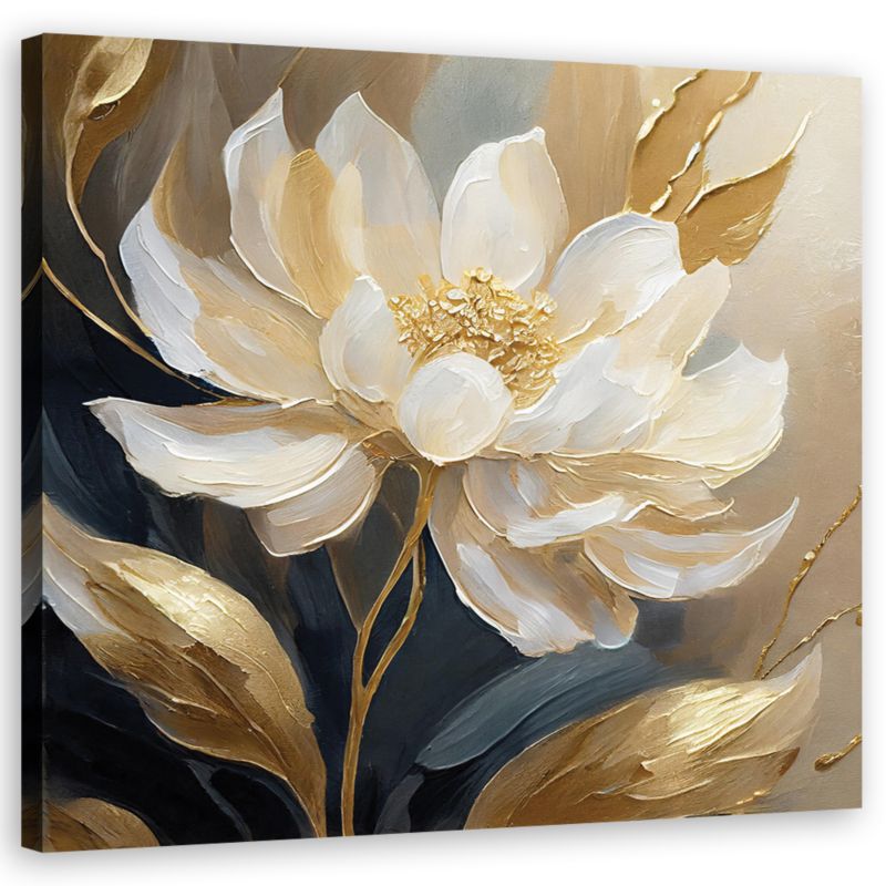 Obraz do salonu sypialni Feeby Kwiaty Glamour Beżowy 30x30cm 1szt