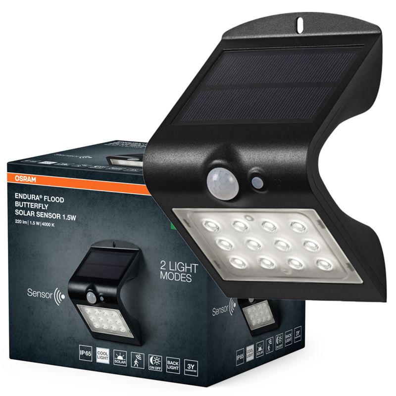 Naświetlacz Endura Solarny Osram LED Reflektor Zewnętrzny 1.5W 220lm 4000K IP65 z Czujnikiem Ruchu i Zmierzchu 1 szt.