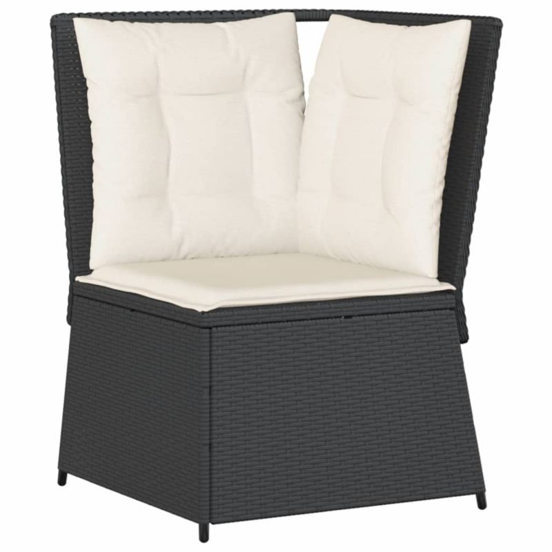 Sofa ogrodowa WaszeMeble z technorattanu czarna z poduszkami WM-368982 1 szt.