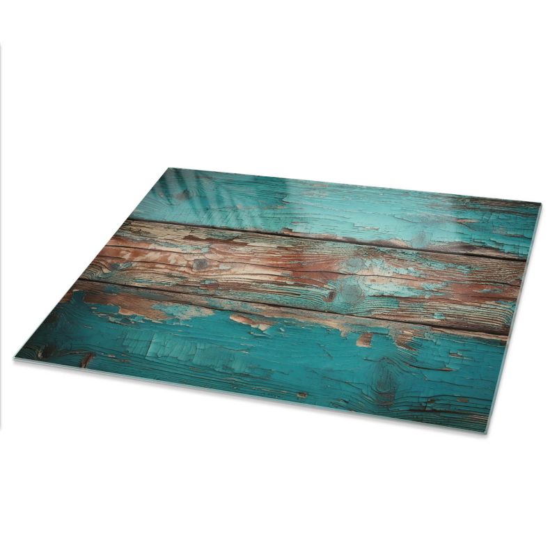 Szklany Blat ArtPrintCave 80x60 cm Turkusowe drewno - Blat na Stół z Nadrukiem Dekoracyjnym 1 szt.