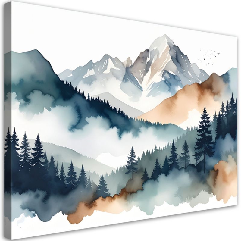 Obraz do salonu sypialni kuchni biura loftu Feeby Góry las krajobraz 120x80cm 1szt