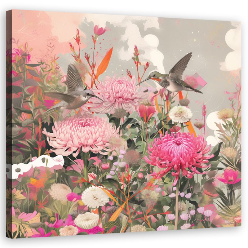 Obraz do salonu sypialni Feeby Ptaki Kwiaty Shabby chic 50x50 cm 1szt