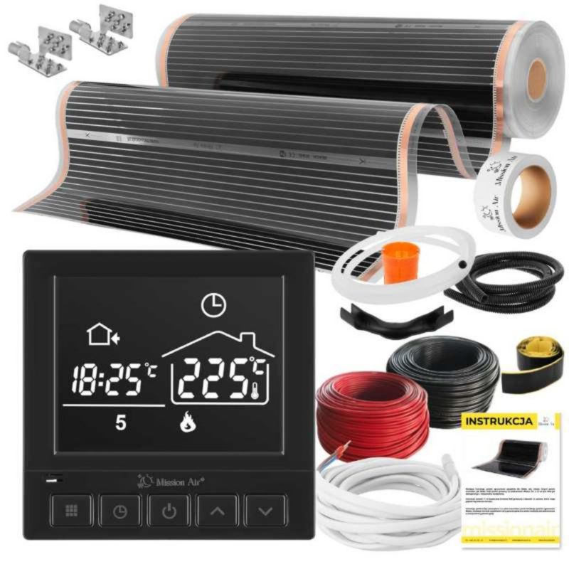 Zestaw folii grzewczych na podczerwień Mission Air IR SILVER 160W 28m²,szer.100cm + Taurus Czarny 1szt