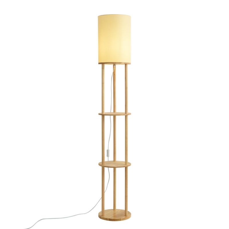 Nowoczesny lampa podłogowa Qazqa Stojon 159 brązowy drewno max 15W kompatybilny z żarówką LED E27 IP20 1 szt.
