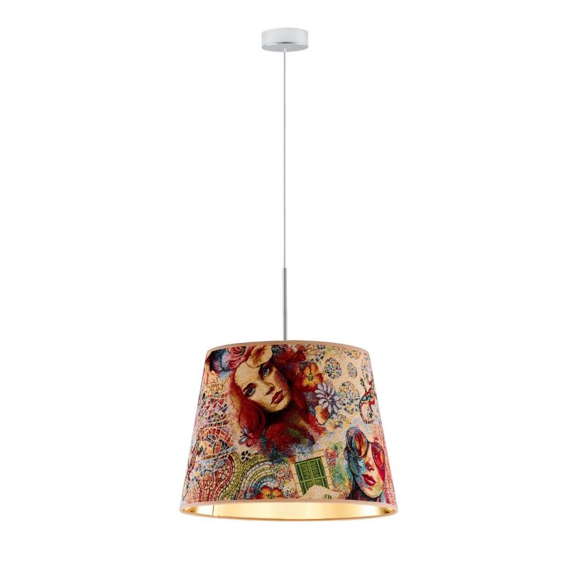 Lampa wisząca zwis Volta Light Factory żyrandol sufitowa z abażurem stożek Chrom WENECJA (+detal) 1szt.
