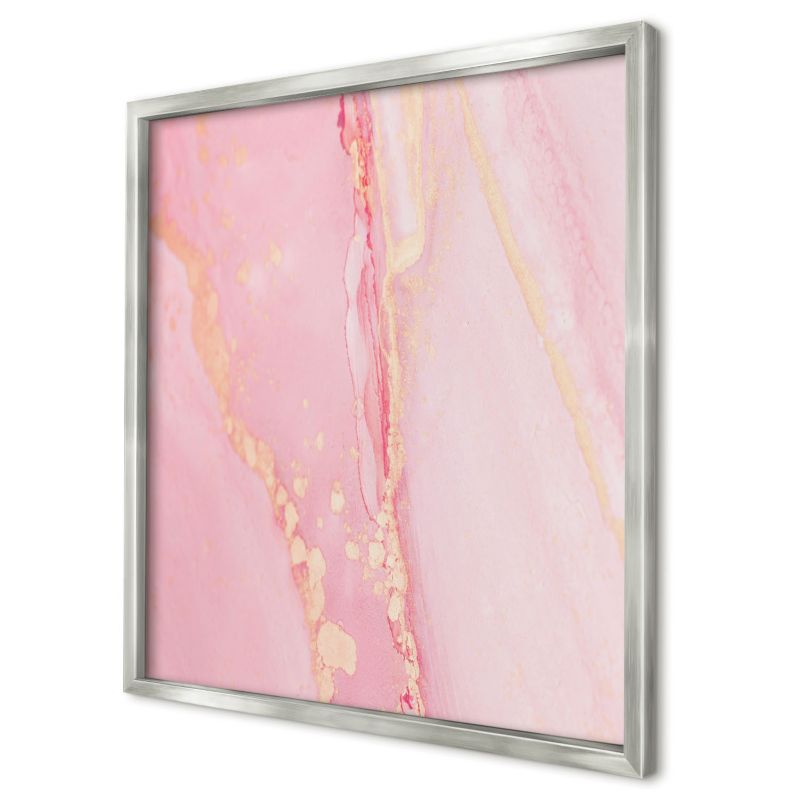 Ozdobna tablica magnetyczna Wallfluent 50x50 Różowa elegancja w srebrnej ramie 1szt
