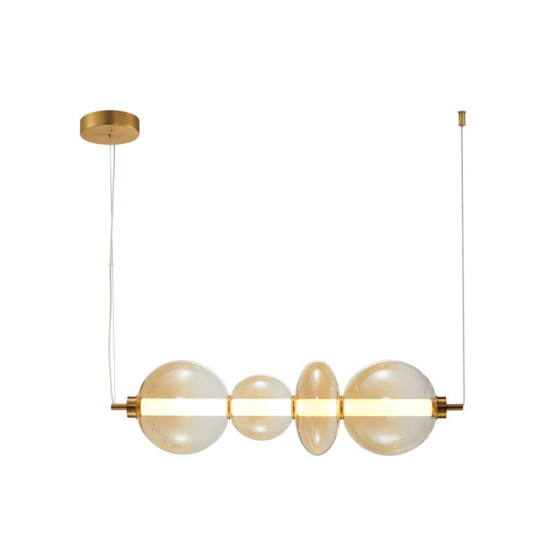 Lampa wisząca nieregularne bursztynowe klosze Italux Sonte antyczny brąz LED 36W 3000K 4425lm IP20 - 1 szt.