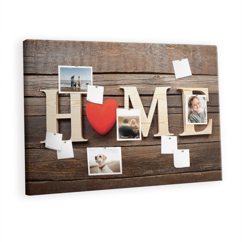 Obraz Tablica Korkowa Tulup 120x80 cm Słowo home decor we wnętrzu Na zdjęcia i notatki Pinezki metaliczne 1 kpl