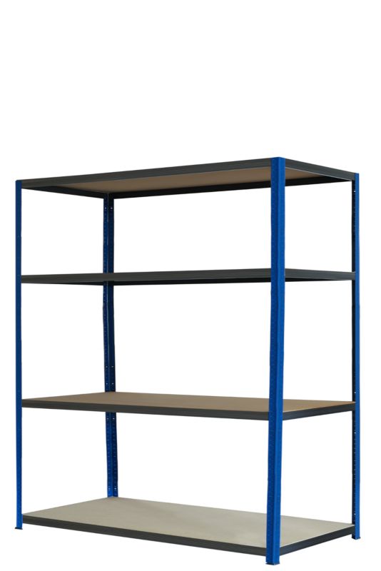 Regał metalowy MODO24 magazynowy garażowy niebiesko-grafitowy helios 180x180x45cm 4 półki po 175 kg 1 szt.