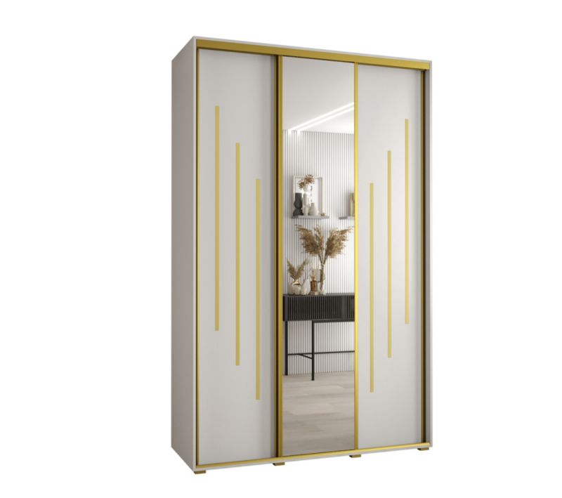 Szafa przesuwna Abiks DAVOS 9 wysoka szer.160cm gł.60cm biały/biały/złoty 1szt.